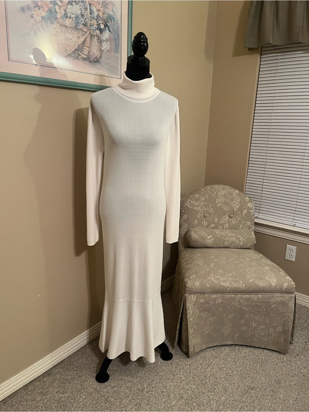 ANTONIO MELANI Cream Turtleneck Maxi Dress